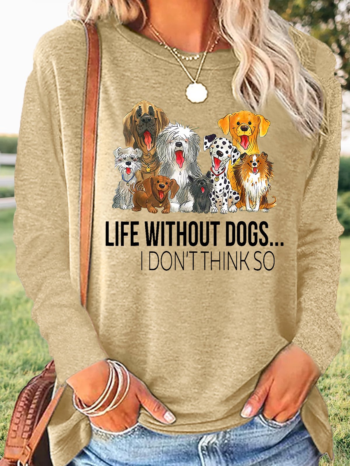 Women's Dog Lover Casual Crew Neck Top