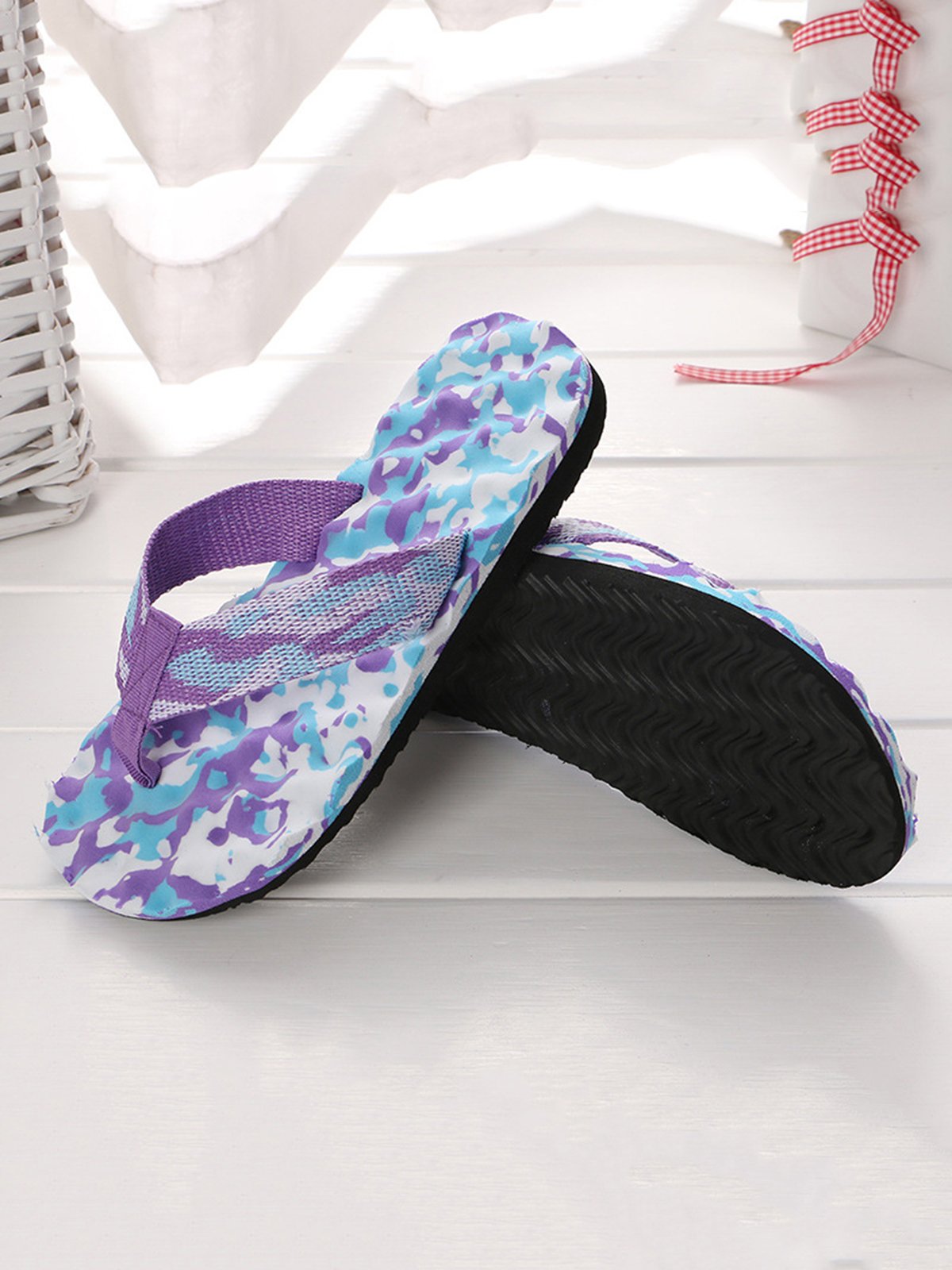 Vacation Camo Printing Nylon Beach Flip-Flops