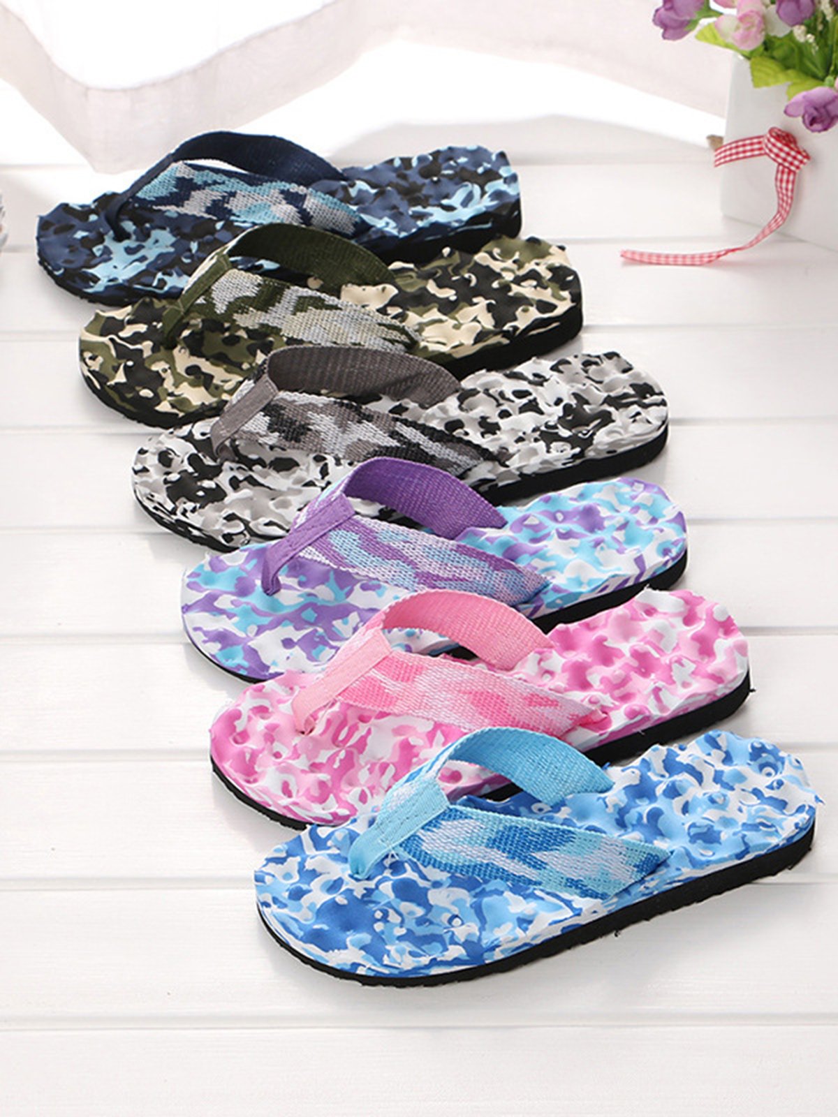 Vacation Camo Printing Nylon Beach Flip-Flops