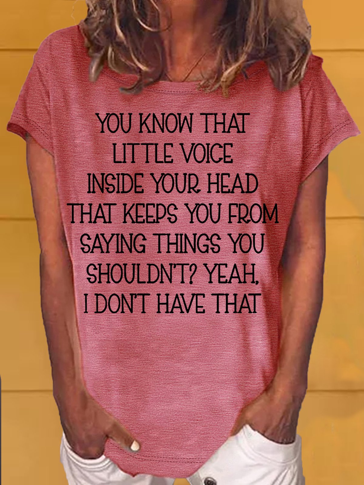 Women's Little Voice Inside Your Head Funny Casual Crew Neck T-Shirt