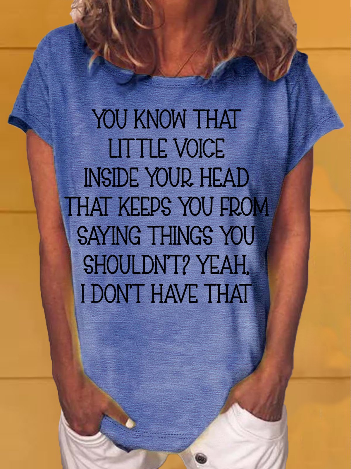 Women's Little Voice Inside Your Head Funny Casual Crew Neck T-Shirt