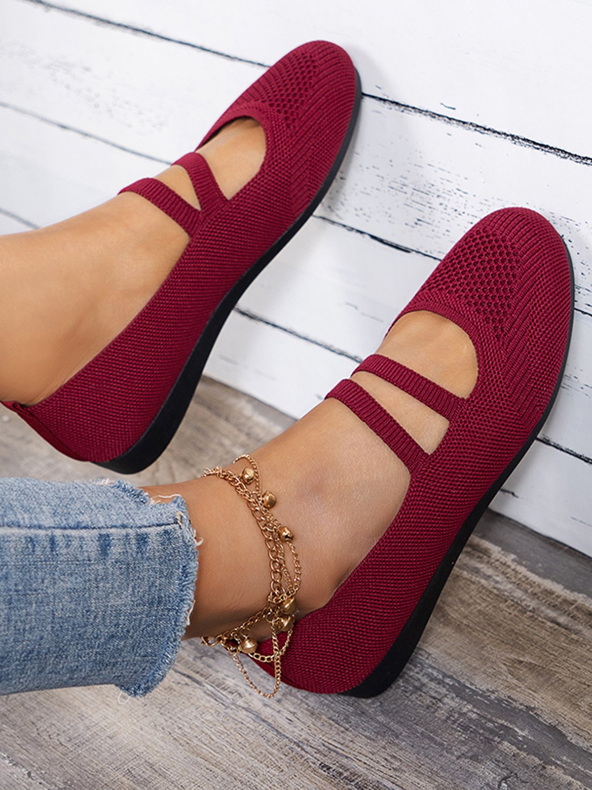 Missfiona Women's Hollow Out Granny Shoes - Breathable Mary Jane Flats With Elastic Band