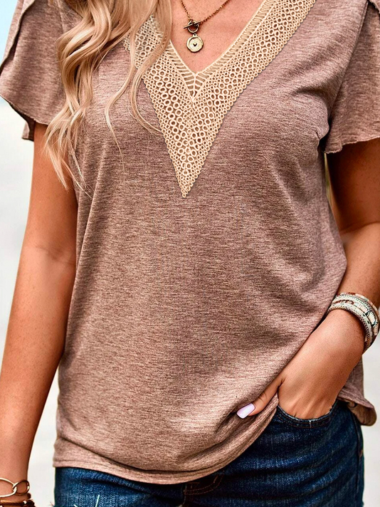 Casual V Neck Lace Shirt