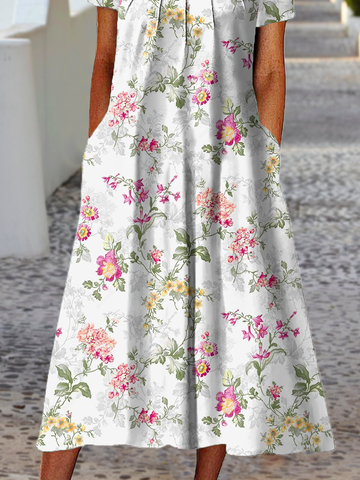 Floral Casual Short Sleeve Dress | zolucky