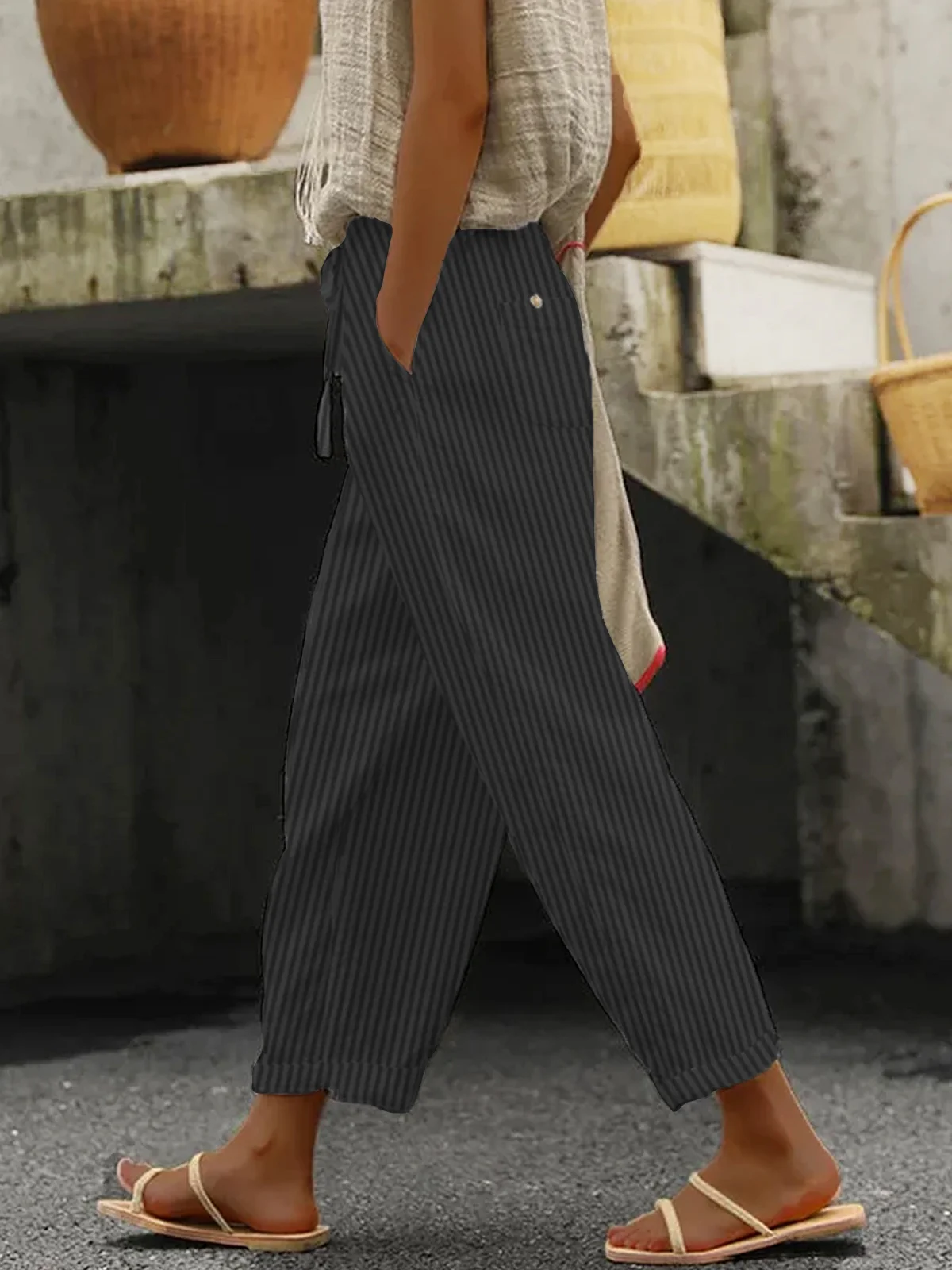 Striped  Loose Casual Pants