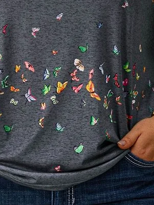 Plus Size Butterfly Print Casual T-Shirt