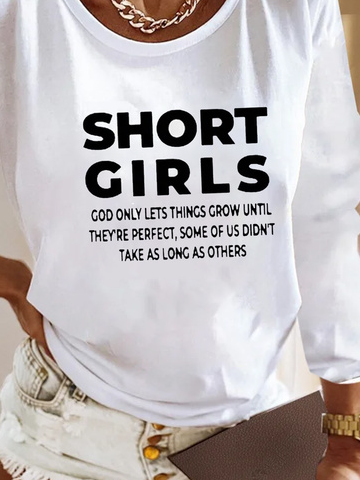 Plus Size Text Letters Loose Casual T-Shirt