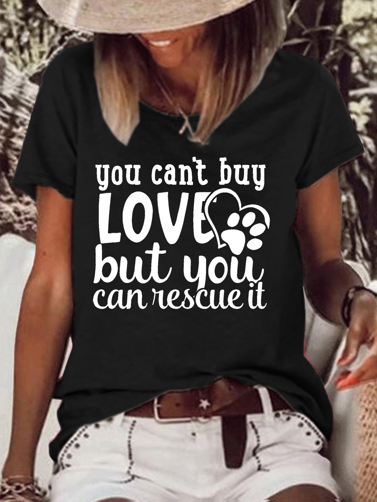 Women's Casual You Can't Buy Love But You Can Rescue It T-Shirt