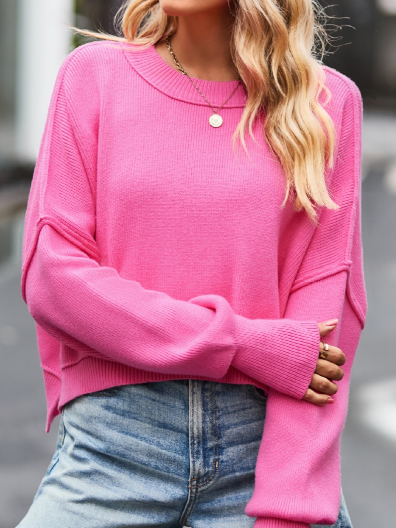 Loose Casual Crew Neck Acrylic Sweater