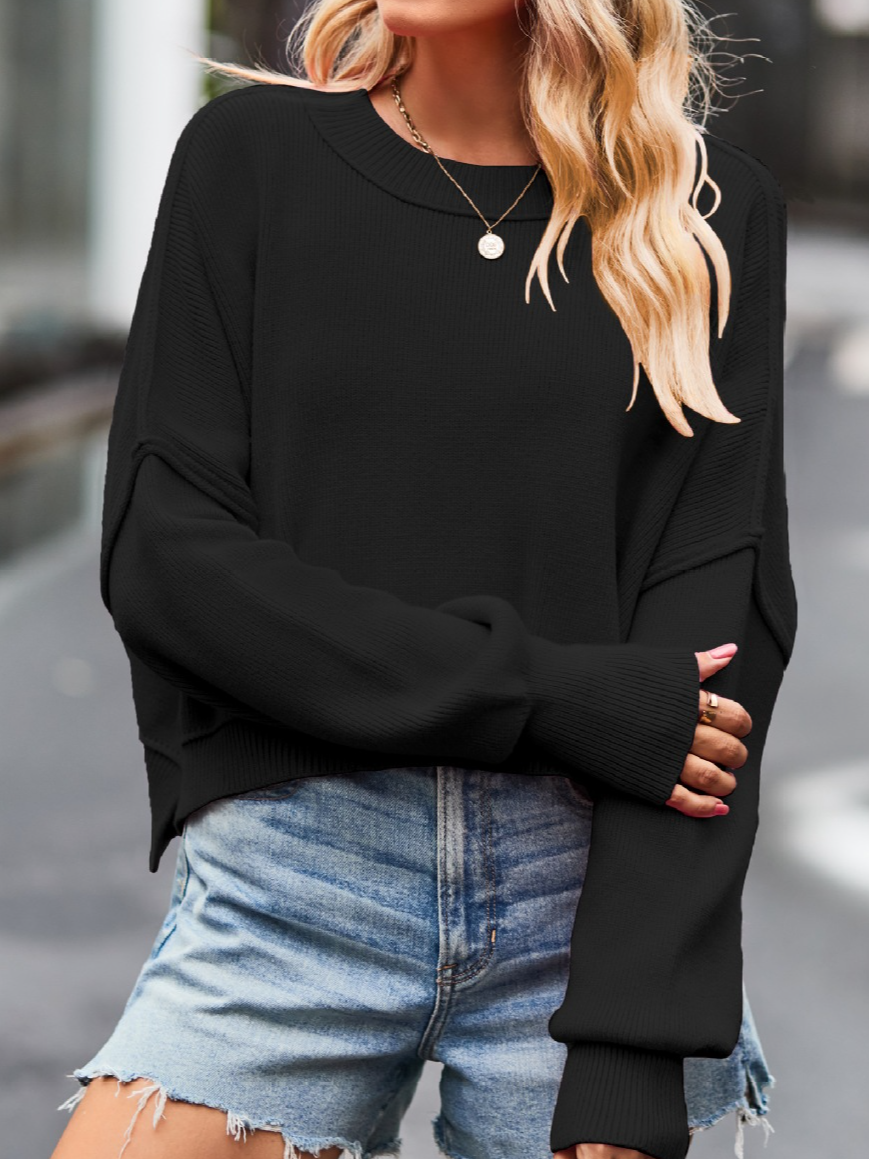 Loose Casual Crew Neck Acrylic Sweater