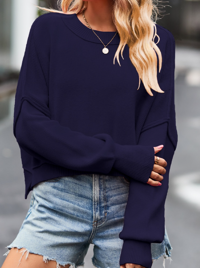 Loose Casual Crew Neck Acrylic Sweater