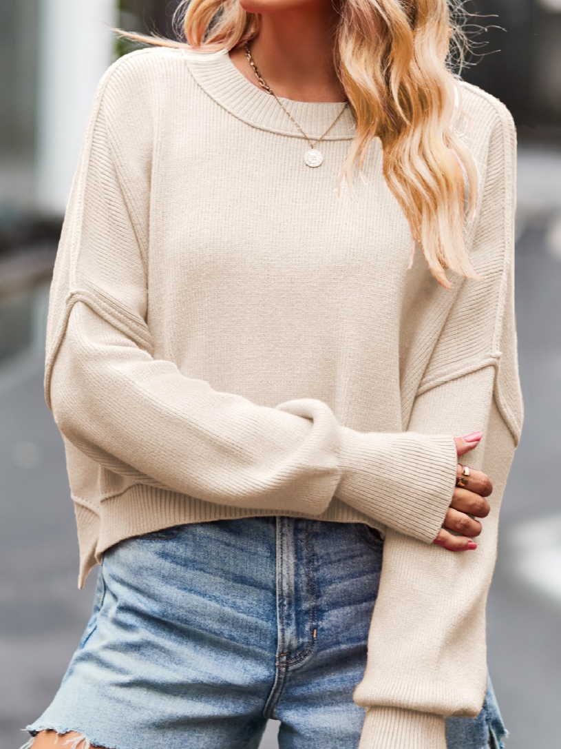 Loose Casual Crew Neck Acrylic Sweater