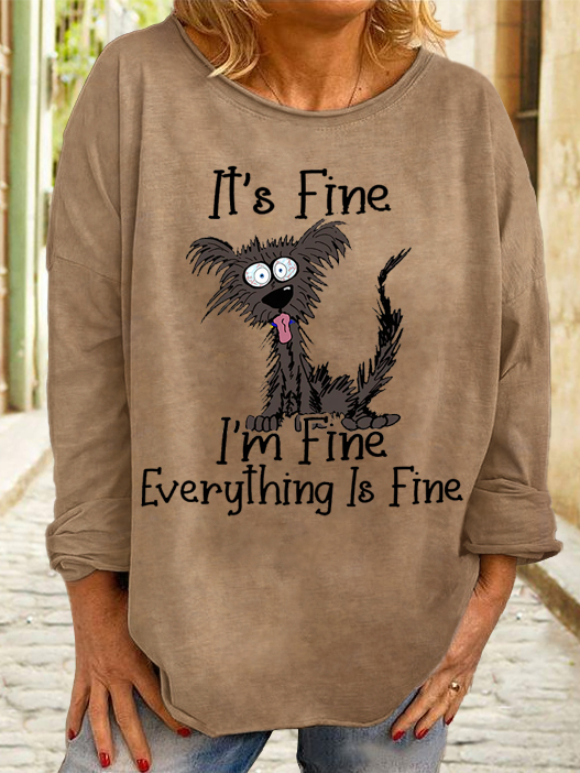 Women's Casual Dog It's Fine I'm Fine Everything Is Fine Sweatshirt