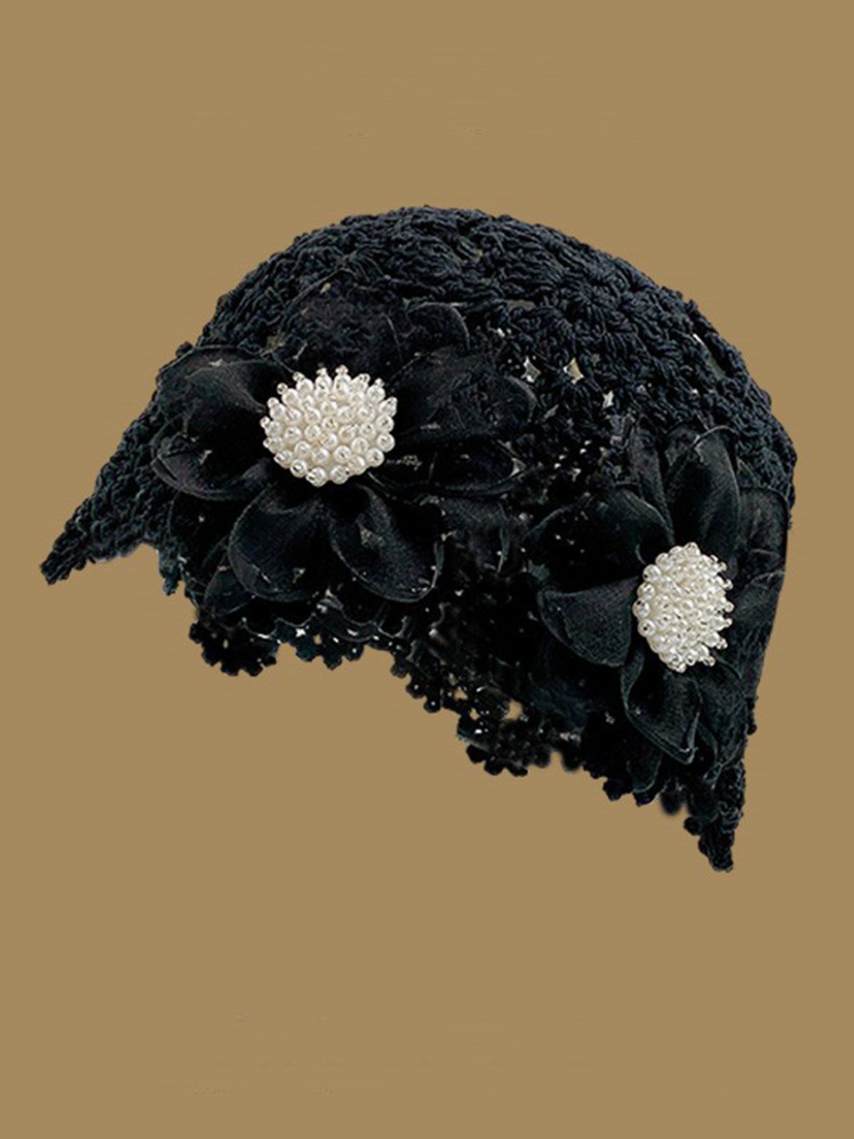 Elegant Imitation Pearls Applique Knitted Hat