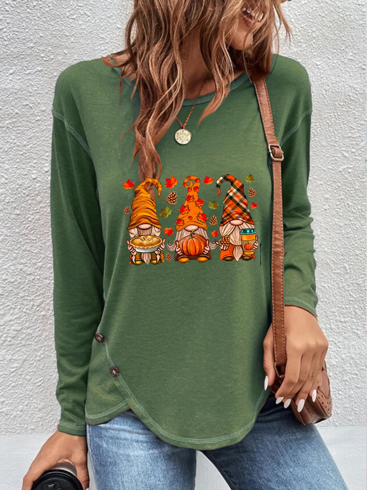 Halloween Loose Casual Buttoned T-Shirt