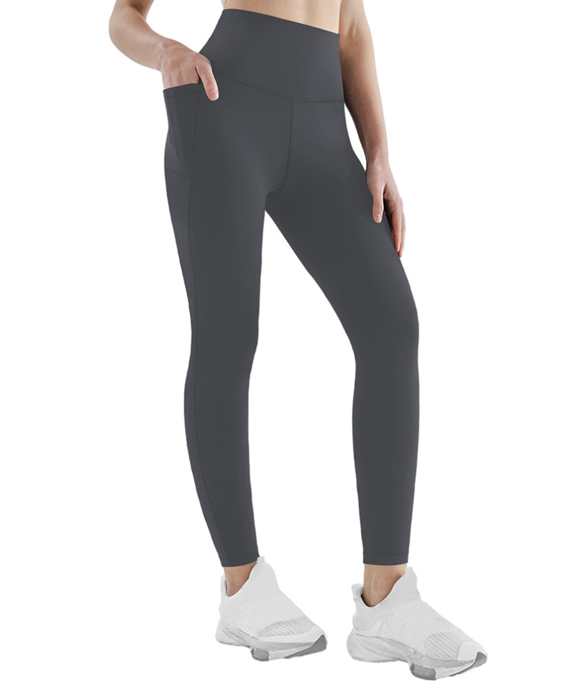 Pockets Plain Tight High Elasticity Casual Legging