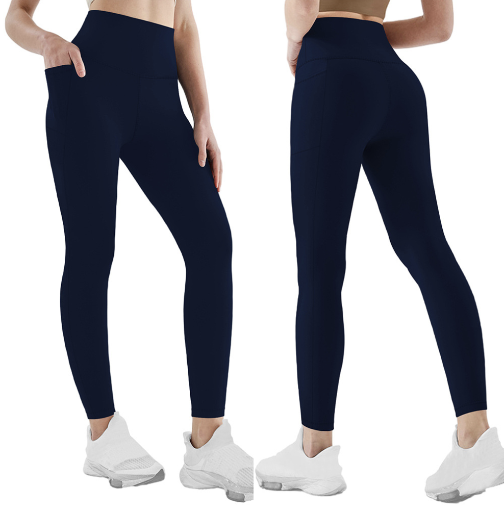 Pockets Plain Tight High Elasticity Casual Legging