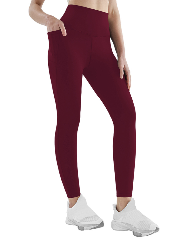 Pockets Plain Tight High Elasticity Casual Legging