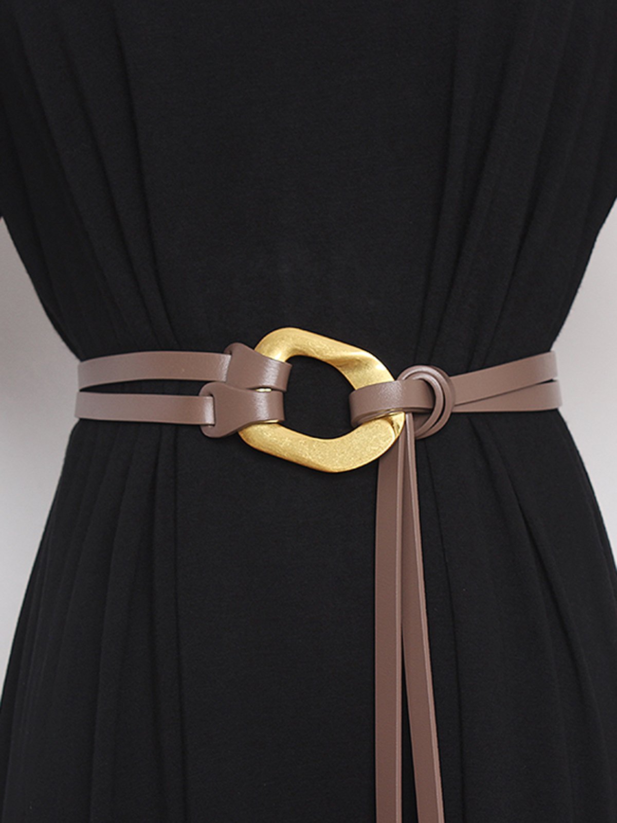 Fashionable Metal Buckle Split Leather Adjustable Double Belt