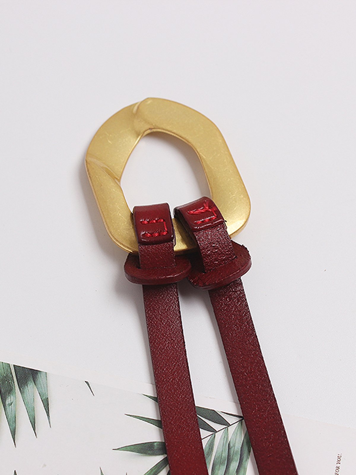 Fashionable Metal Buckle Split Leather Adjustable Double Belt