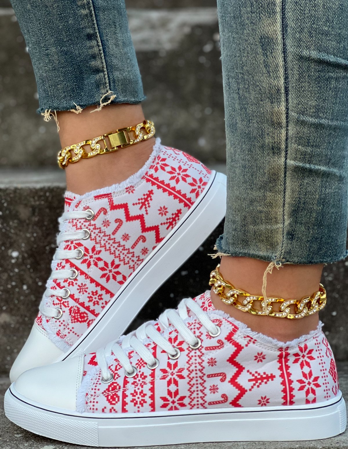 Christmas Snowflake Casual Fringe Lace-Up Canvas Shoes