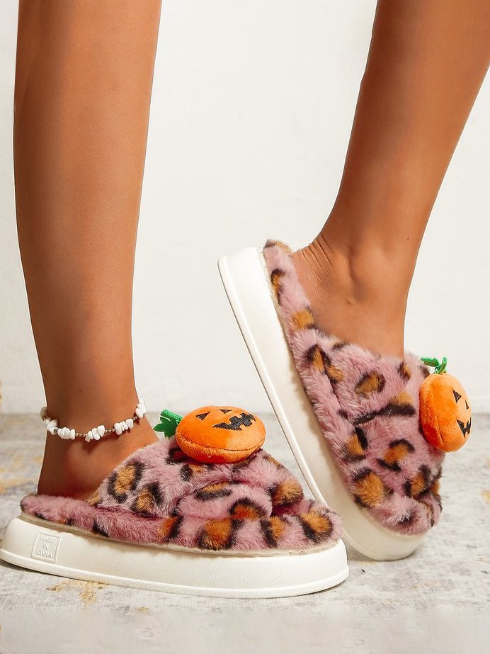 Casual Halloween Faux Fur Fluffy Slippers