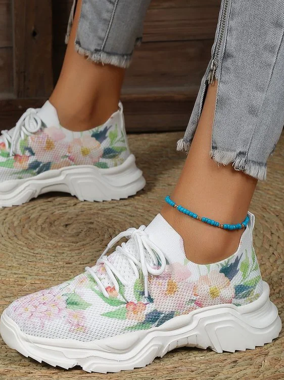 Casual Mesh Fabric Floral All Season Casual Shoes