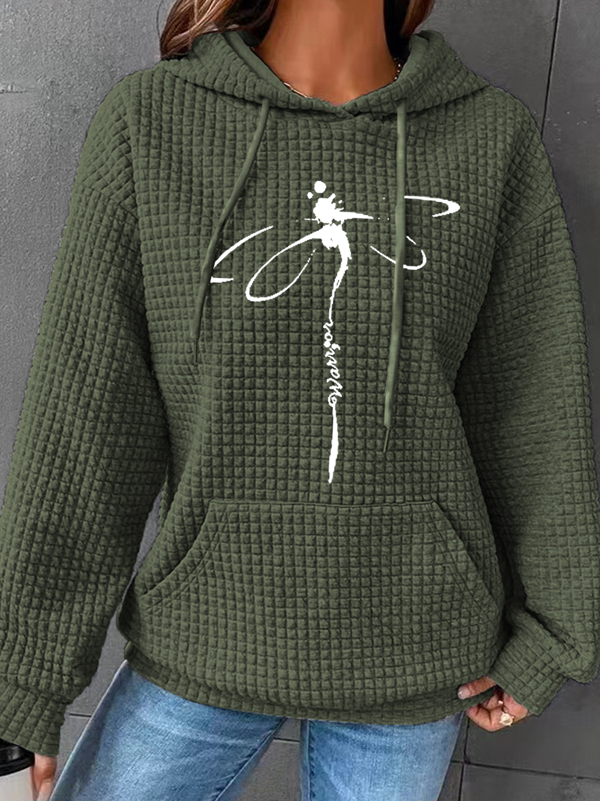 Dragonfly Simple Cotton-Blend Loose Hoodie