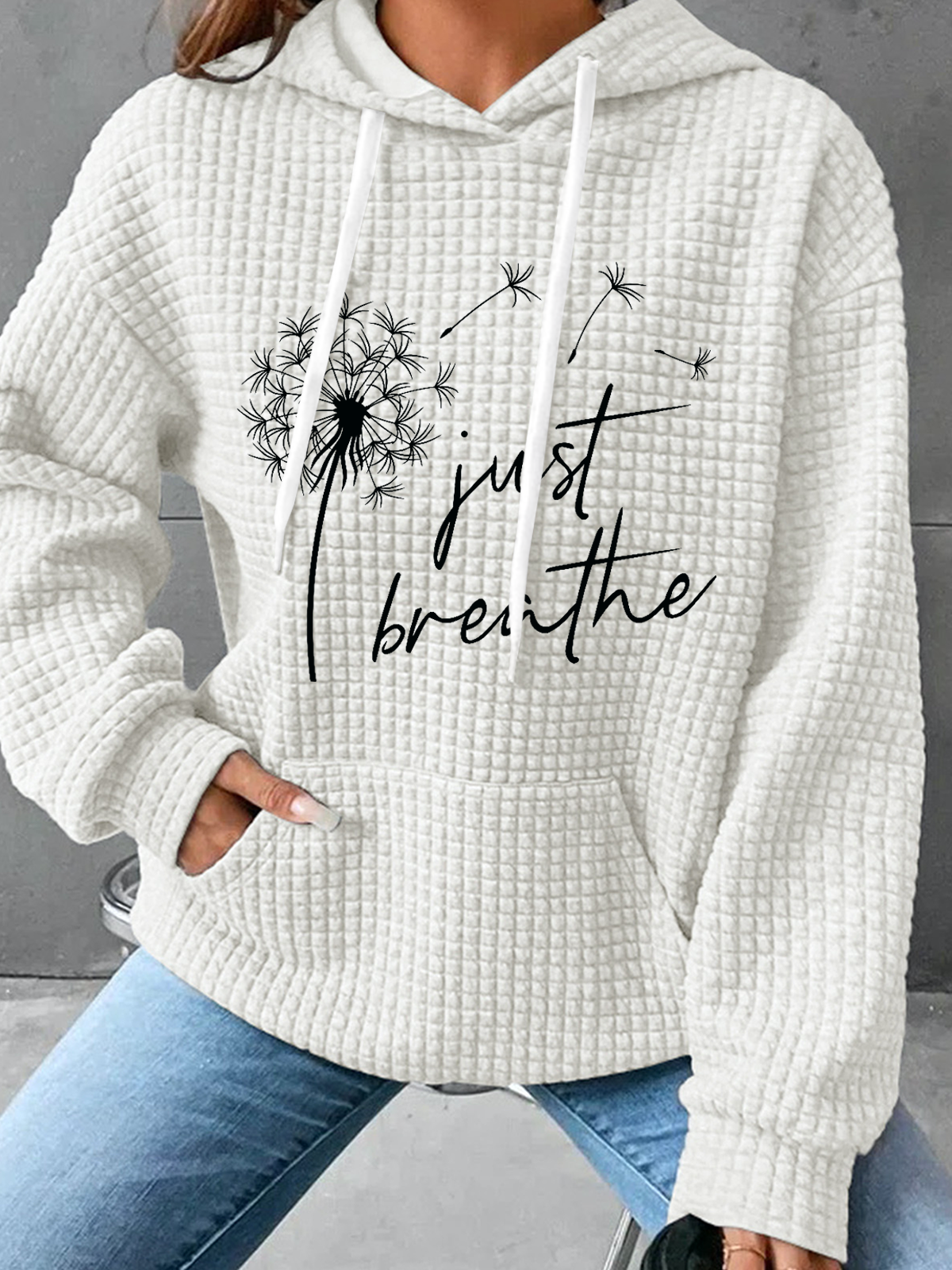 Just Breathe Dandelion Hoodie Cotton-Blend Casual Hoodie