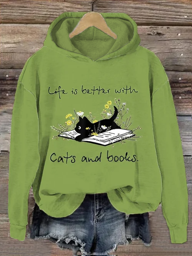 Fun Cat Print Women's Hooded Sweatshirt