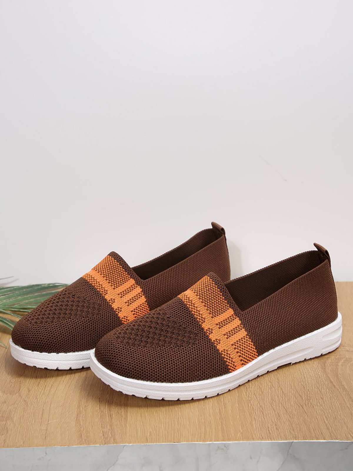Casual Color Block Mesh Fabric Slip On Shoes