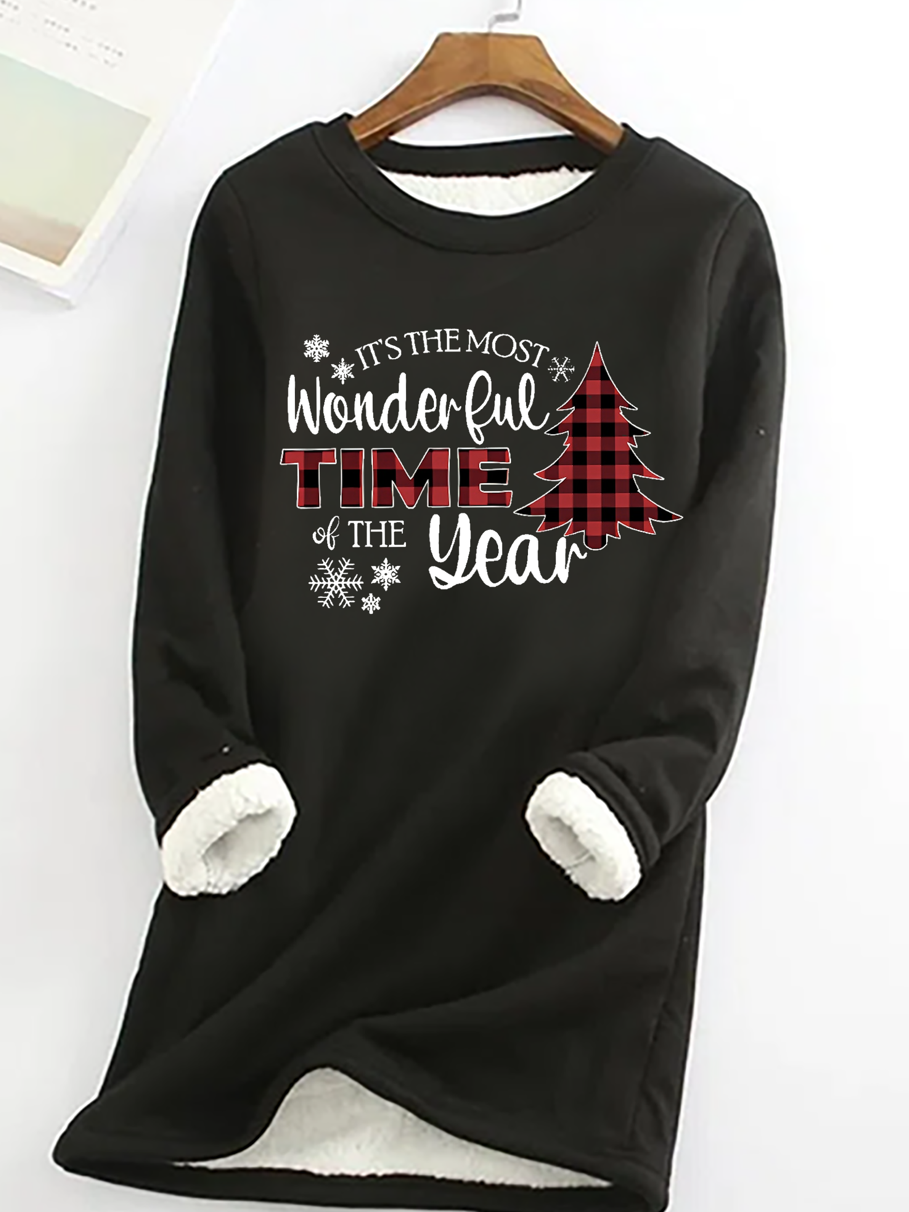 It's The Most Wonderful Time Of The Year Cotton-Blend Casual Crew Neck Fleece Sweatshirt