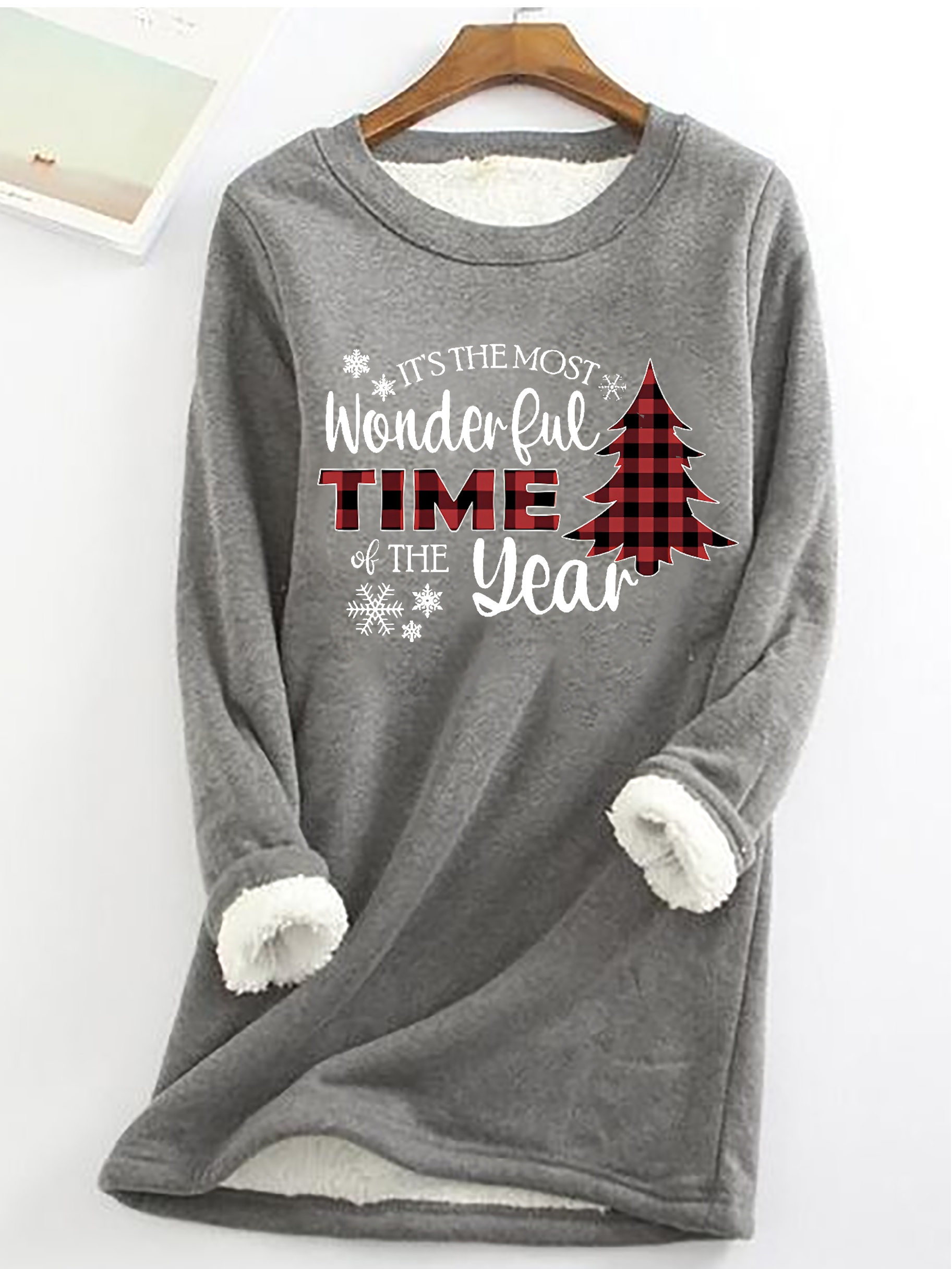 It's The Most Wonderful Time Of The Year Cotton-Blend Casual Crew Neck Fleece Sweatshirt