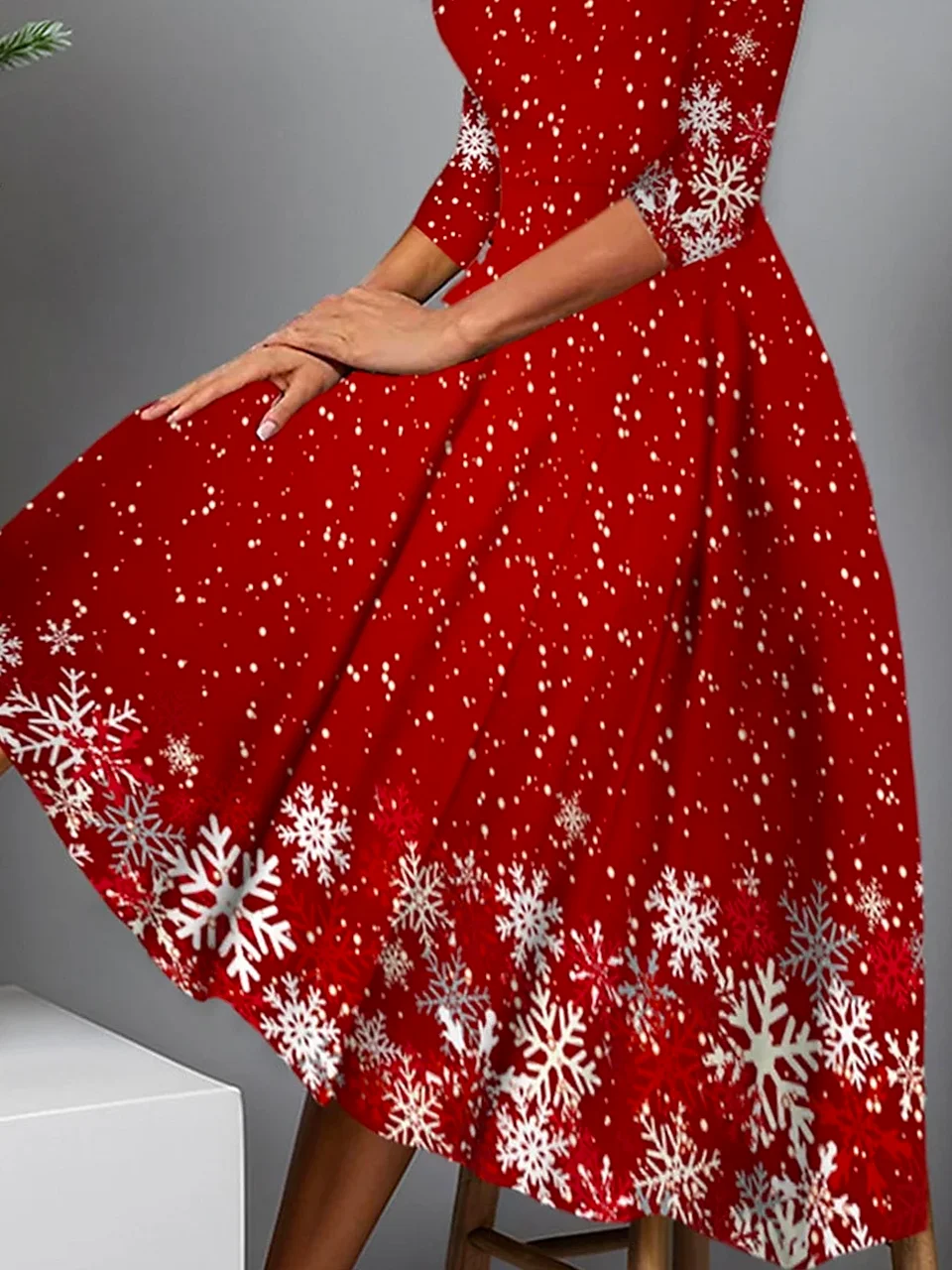 Loose Casual Christmas V Neck Dress