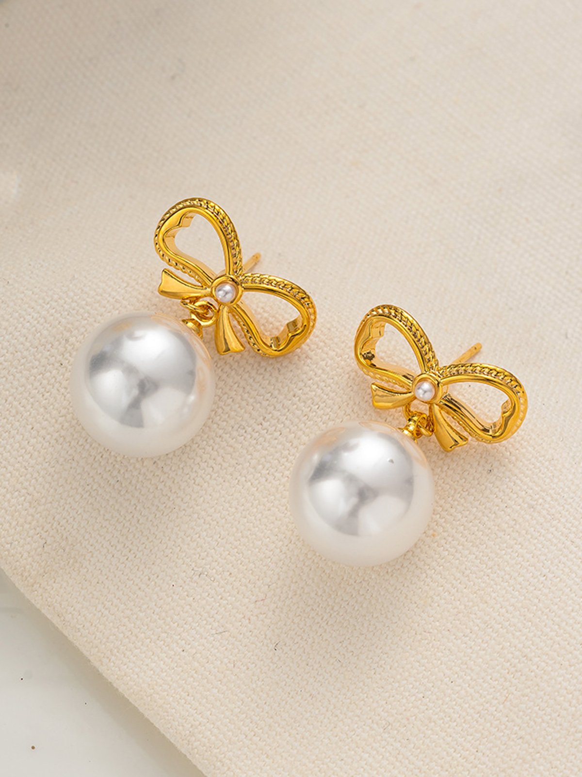 Elegant Bowknot Imitation Pearl Party Dangle Earrings