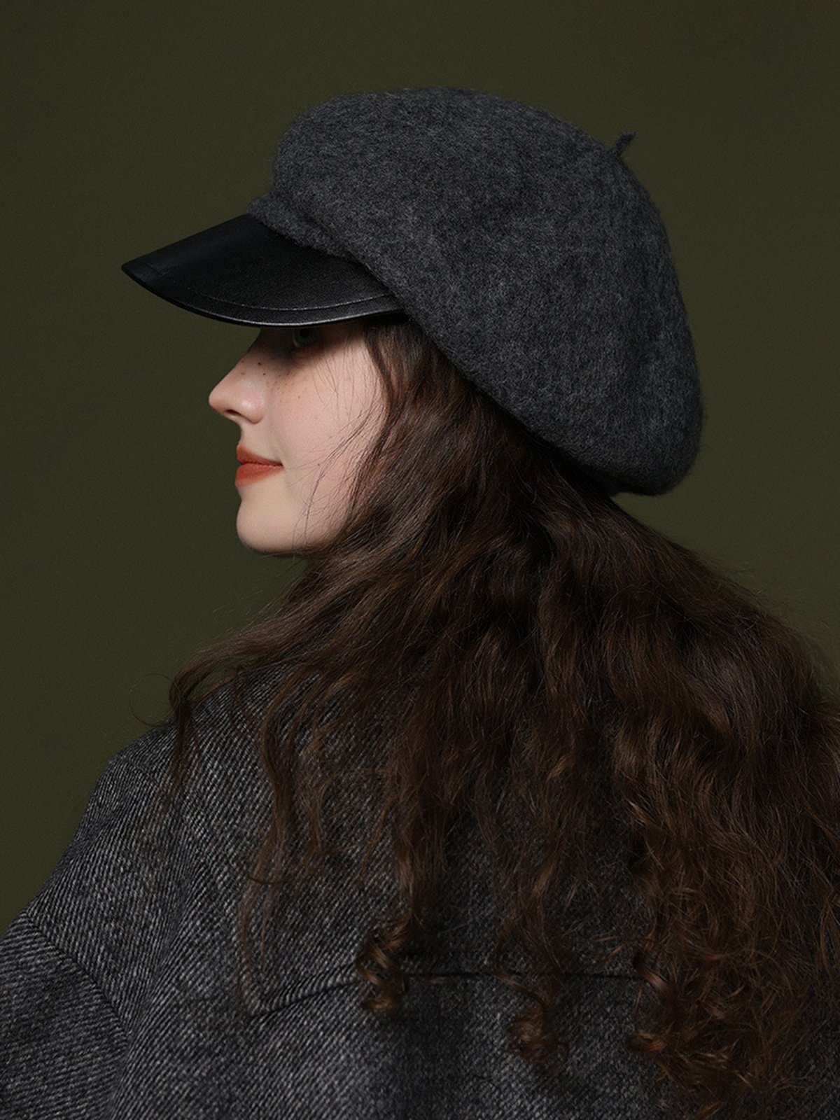 Elegant Color Block Wool-Blend Beret