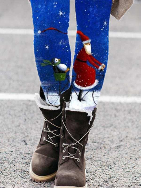 Jersey Casual Christmas Snowman Leggings