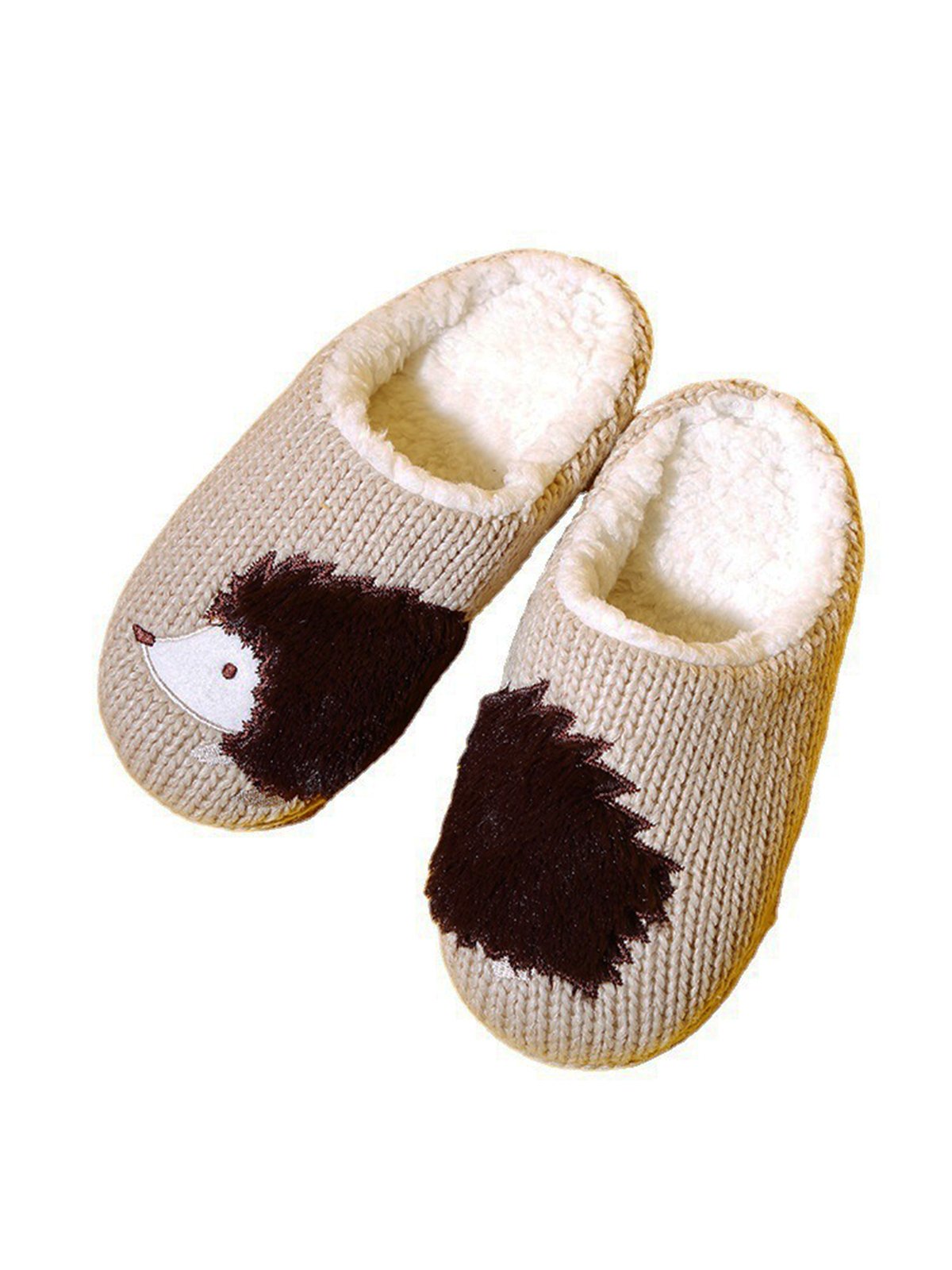 Casual Embroidery Cartoon Animal Fluffy Toe-covered Slippers