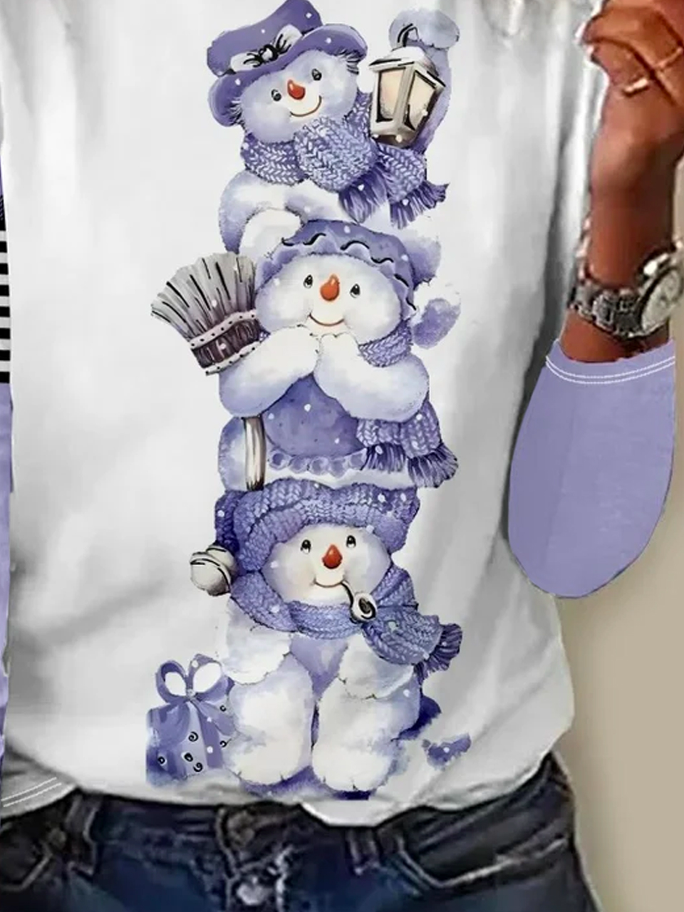 Plus size Christmas Crew Neck Loose Casual T-Shirt