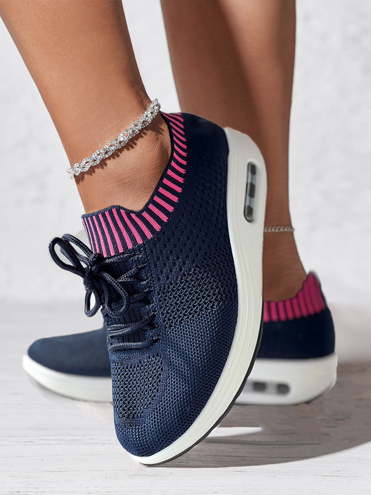 Women Casual Mesh Fabric Slip On Platform Sneakers
