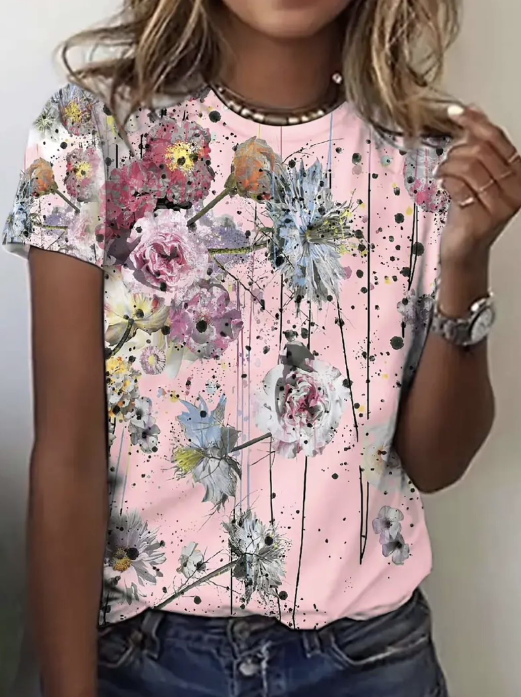 Regular Fit Cotton Casual Floral T-Shirt