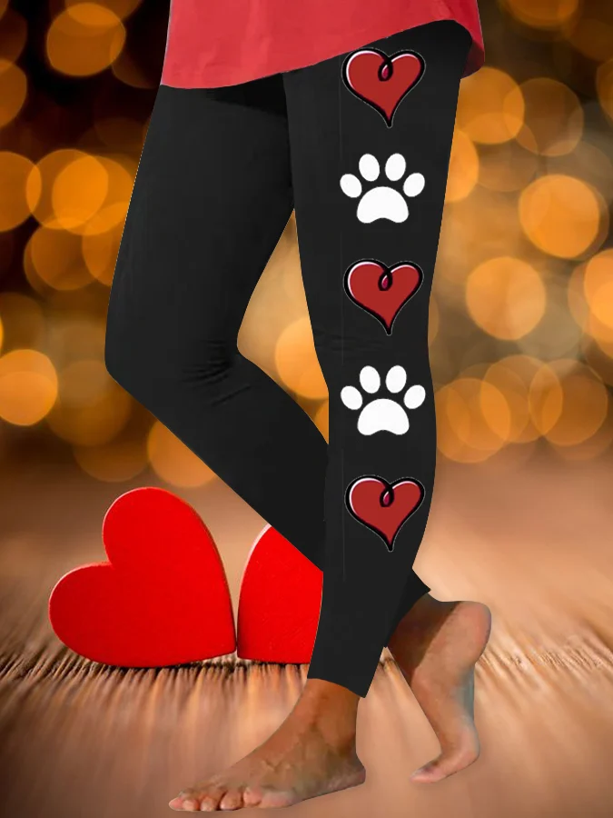 Casual Heart Regular Fit Leggings