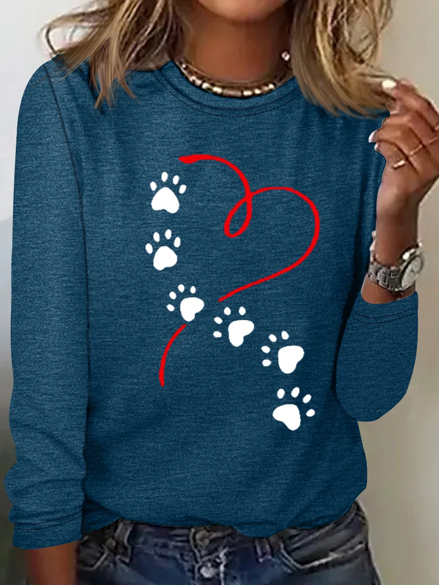 Funny Dog Simple Heart Long Sleeve Shirt