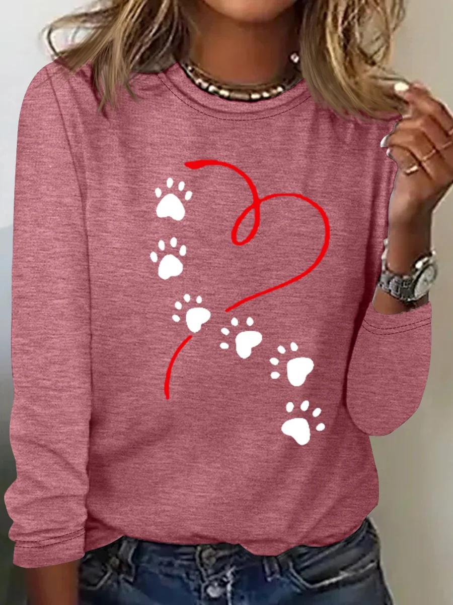 Funny Dog Simple Heart Long Sleeve Shirt