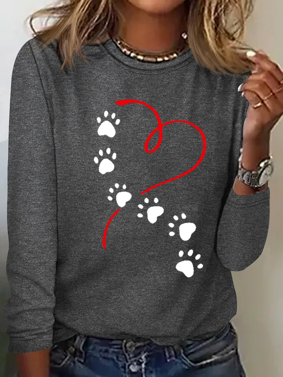 Funny Dog Simple Heart Long Sleeve Shirt