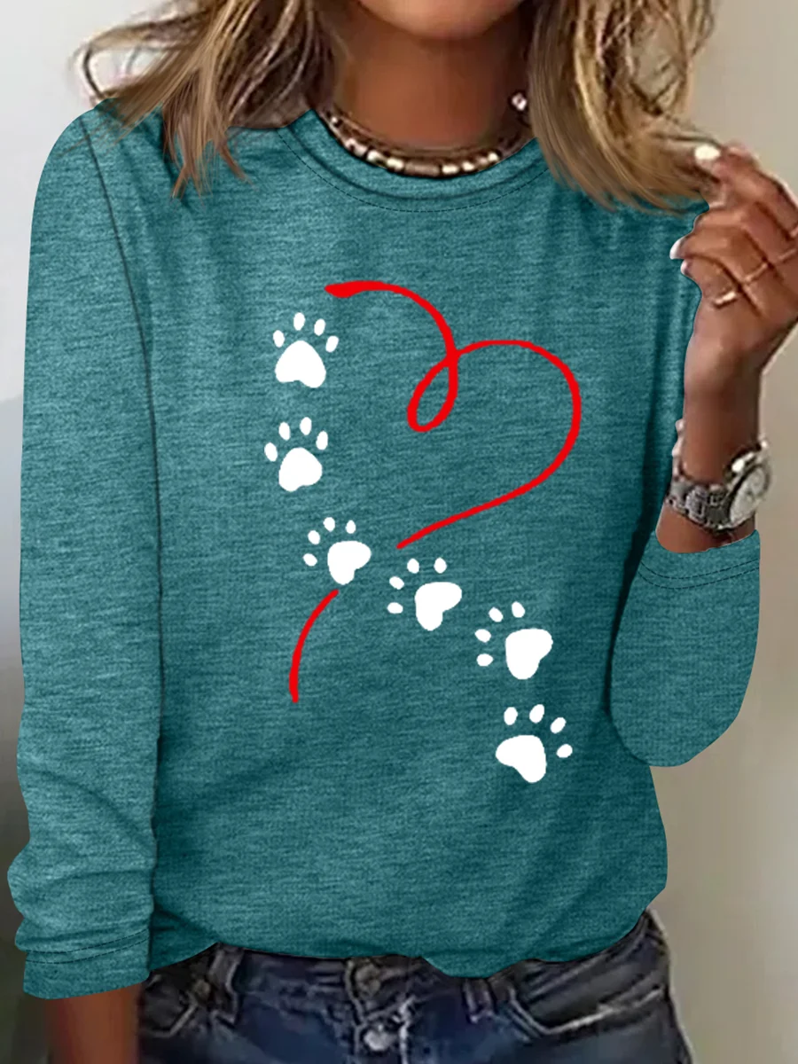 Funny Dog Simple Heart Long Sleeve Shirt