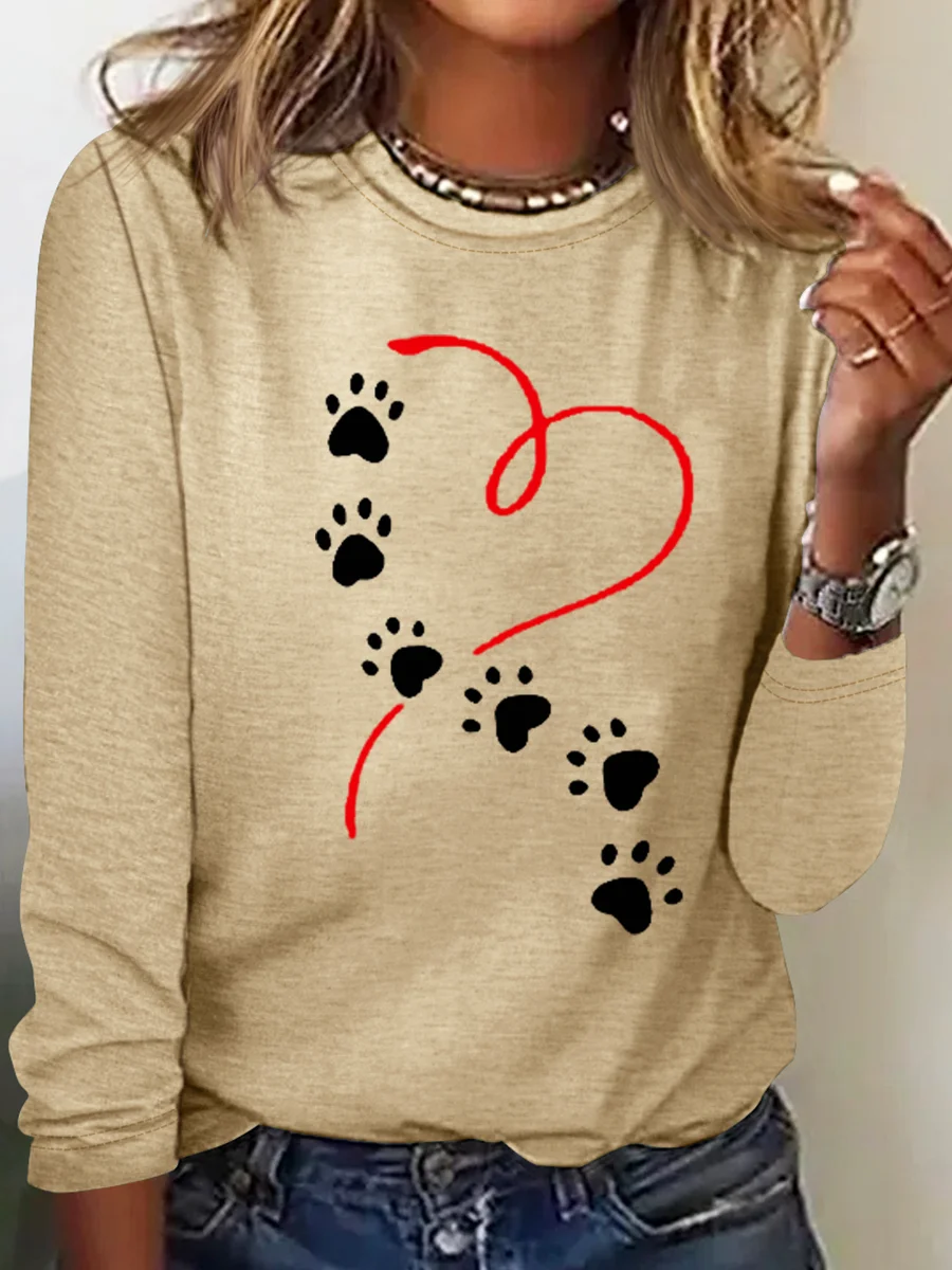 Funny Dog Simple Heart Long Sleeve Shirt