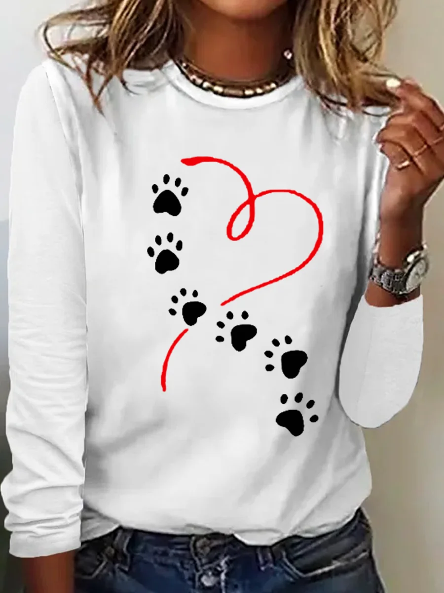 Funny Dog Simple Heart Long Sleeve Shirt