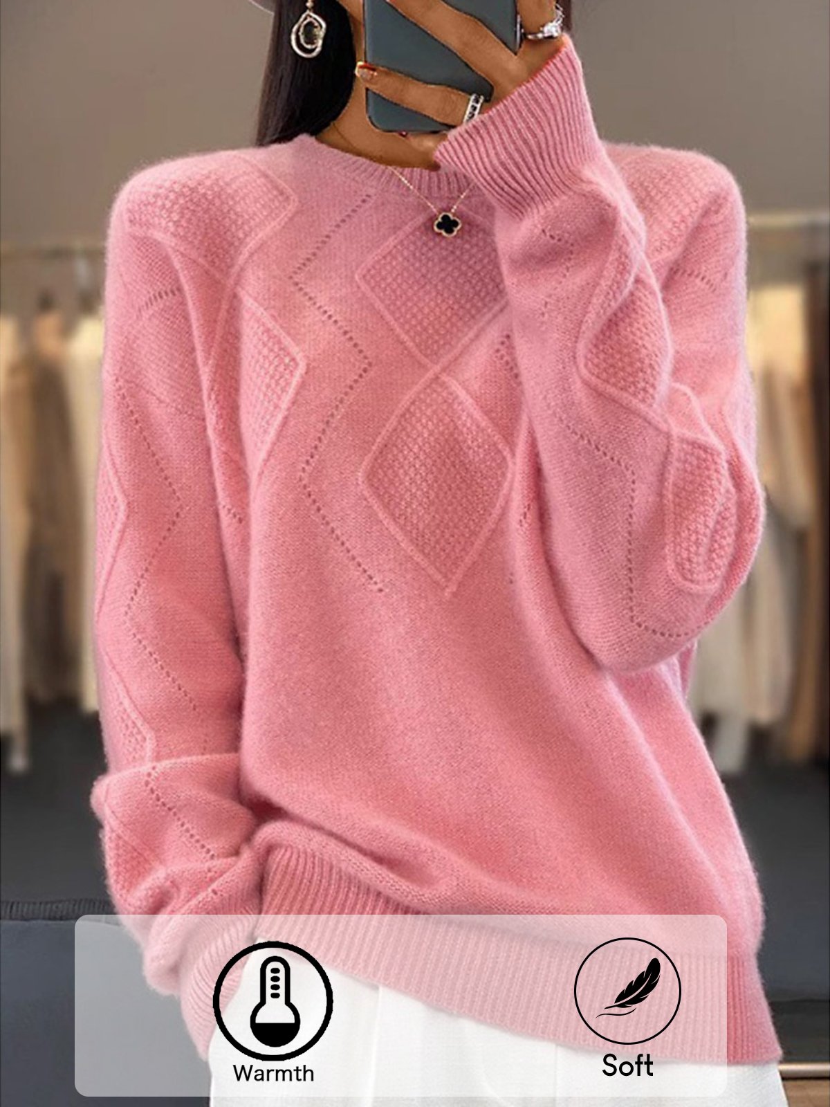 Plain Casual Sweater（Can Be Worn Up To A Weight Of 130Pounds)