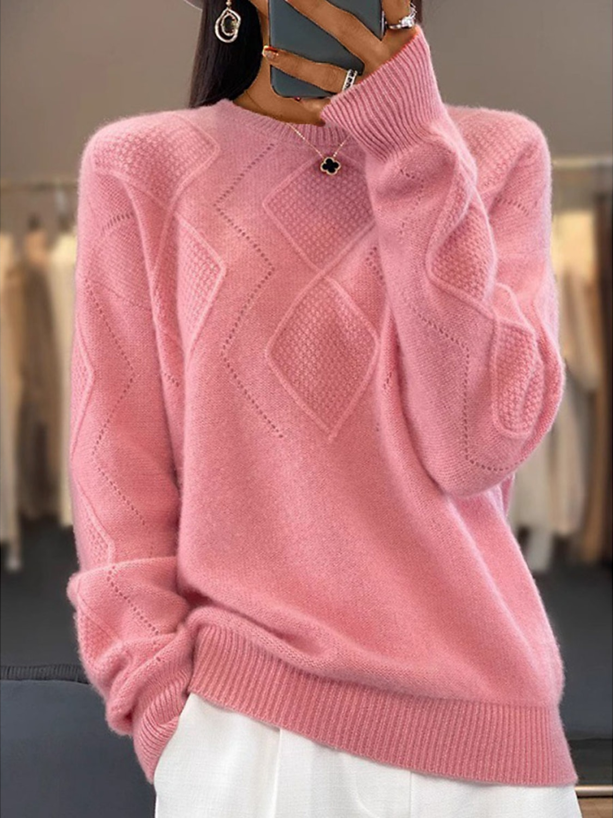 Plain Casual Sweater（Can Be Worn Up To A Weight Of 130Pounds)